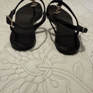 Yves Saint Laurent Black Sandals with Gold Accents